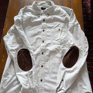 Men's J Crew Off-white Flannel With Elbow Patches XL